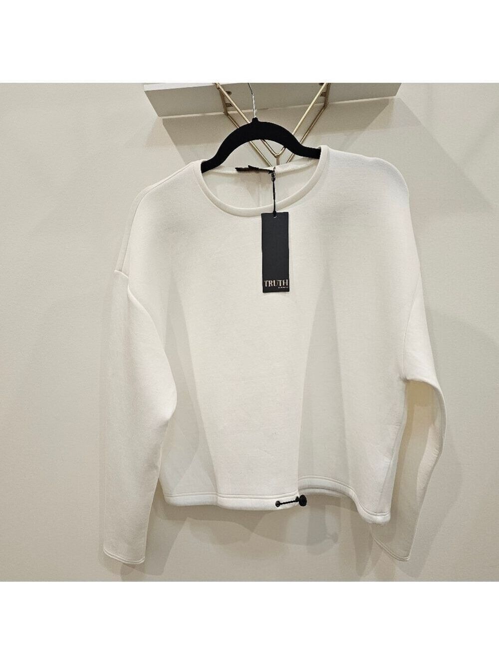 Truth by Republic Ivory Neoprene Toggle Sweatshirt Size Medium NWT - Picture 7 of 12
